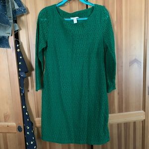 Banana Republic 12 boat neck eyelet emerald dress